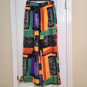 Helene Designer Sportswear Pull On Pants Bold Vibrant Colors Art to Wear Size S